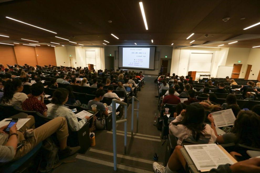Harvey Mudd College Computer Science lecture hall with Webb students
